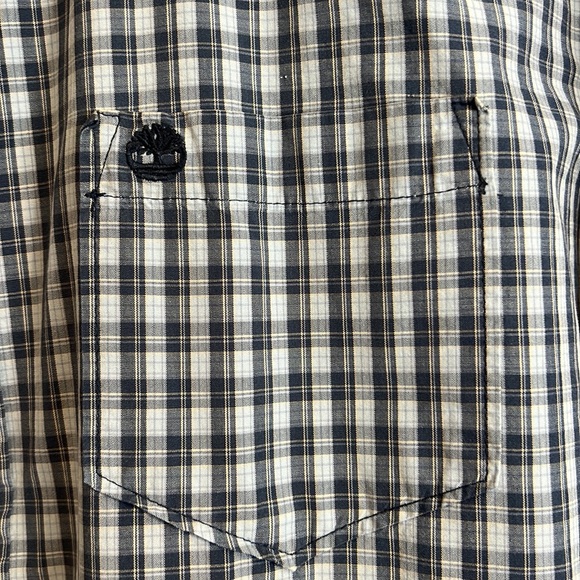 Timberland Plaid Navy Blue Buttoned Shirt - Large - Picture 6 of 10